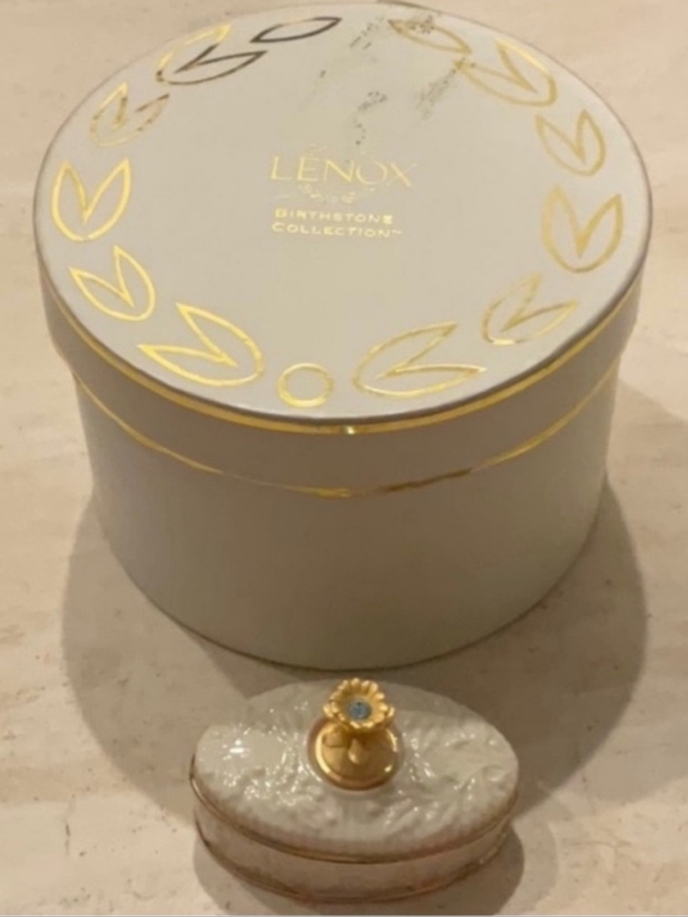 Lenox Trinket Box 1999 Aquamarine Gem Stone March Birthstone Collection Vintage - Picture 16 of 16